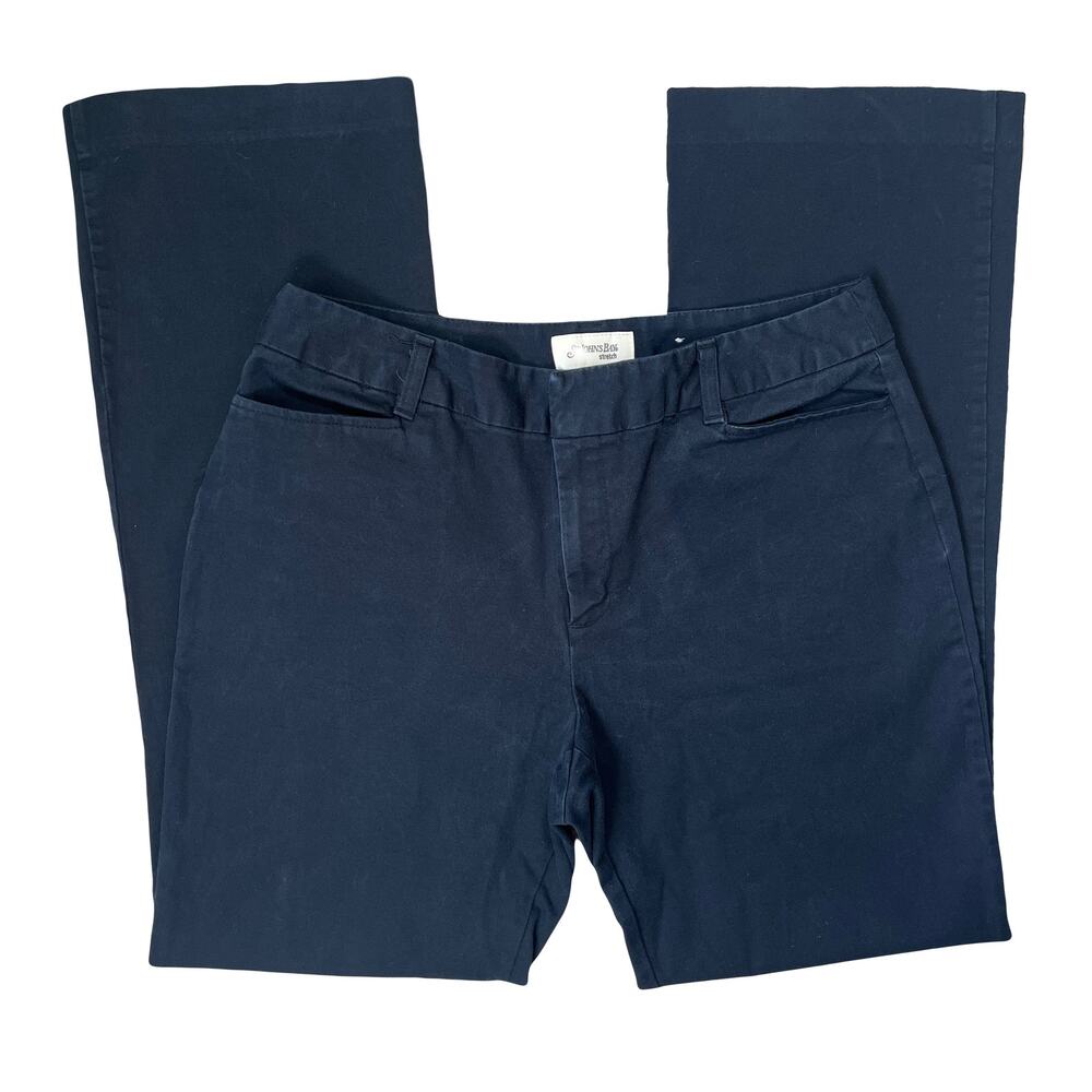 St Johns Bay Navy Cotton Stretch Straight Leg Pants Women Size 12 Workwear Fit